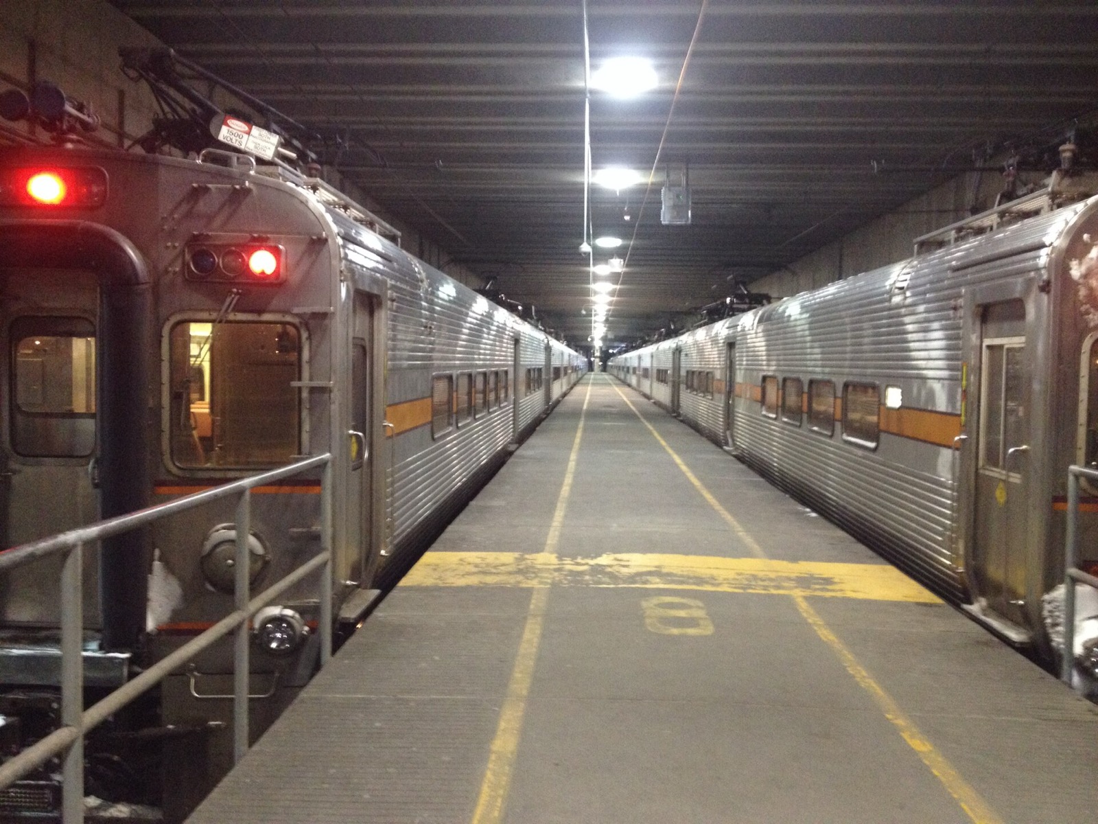 Two South Shore Line trains at Millennium Station