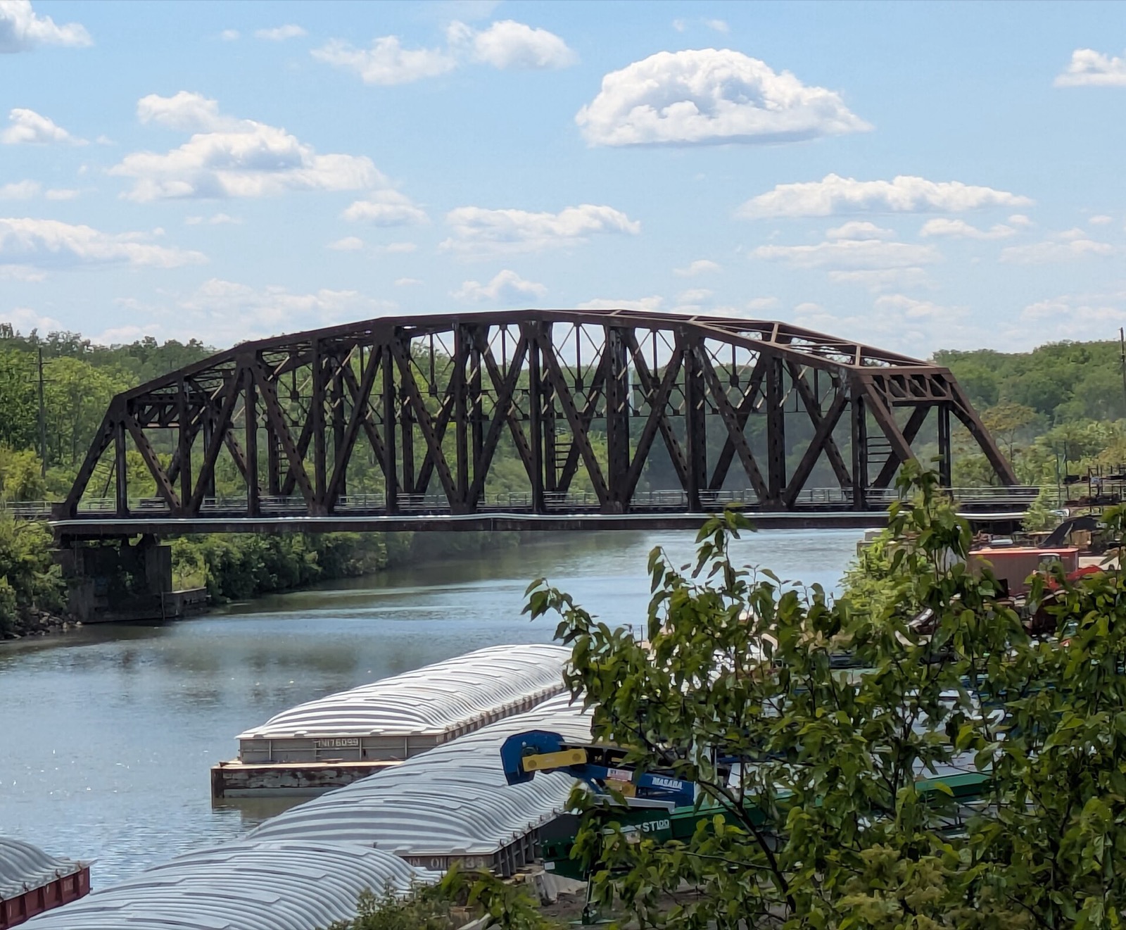 A railway bridge crossing the Cal-Sag Channel