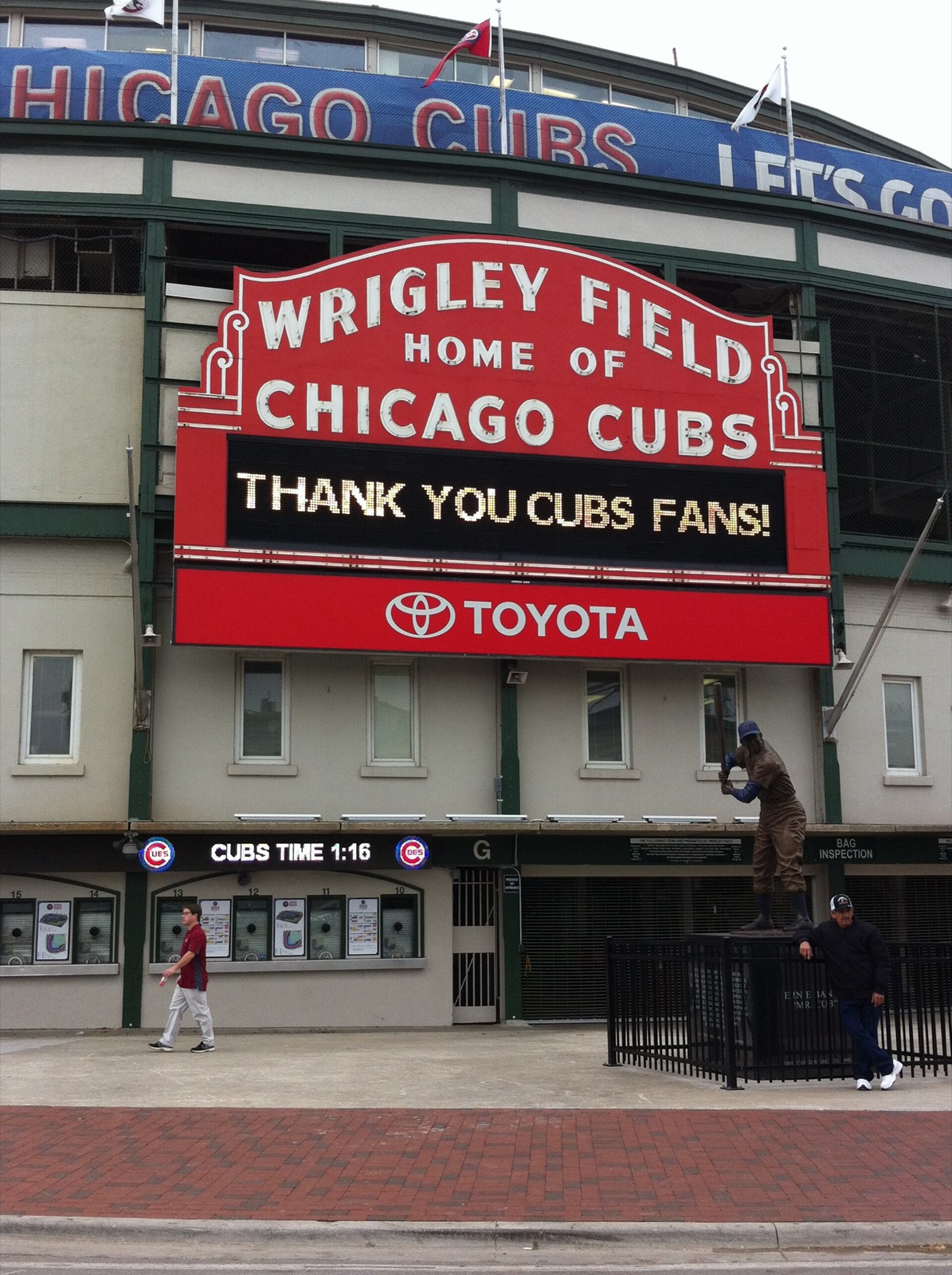 The red Wrigley Field marquee at Clark and Addison